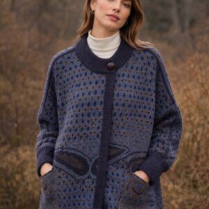 Vintage Spanner Imports Blue Wool Blend Knit Cardigan Coat Size MEDIUM